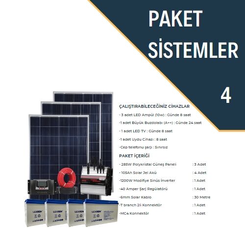 Karavan Bağ Evi Güneş Paneli Güneş Enerjisi Büyük Buzdolabı Elektrik Üretim Fiyatı - Paket 4