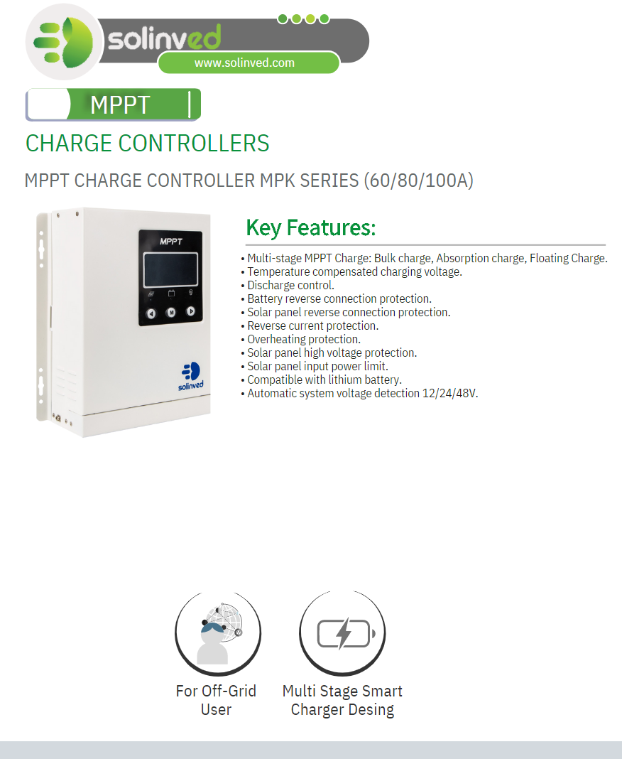 Solinved 100A MPPT Şarj Kontrol Cihazı 12V/24V/48V