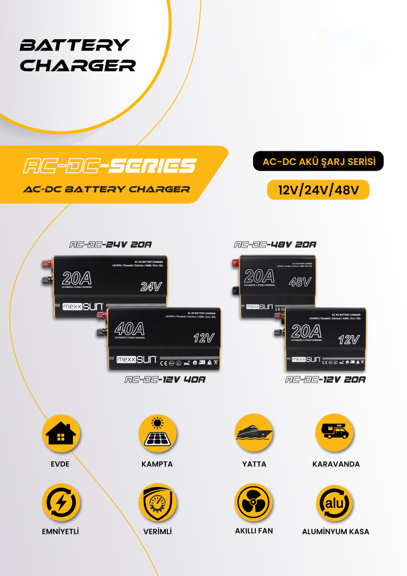 Mexxsun 12V 20A AC-DC 220v dan Akü Şarj Cihazı 